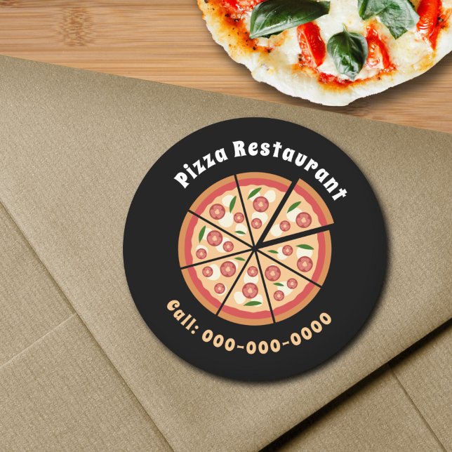 Pizza Restaurant Classic Round Sticker (Pizza Restaurant Sticker)