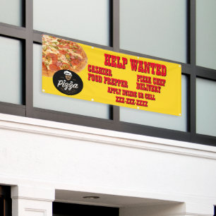 Pizza Restaurant Customise Help Wanted Shop Logo Banner
