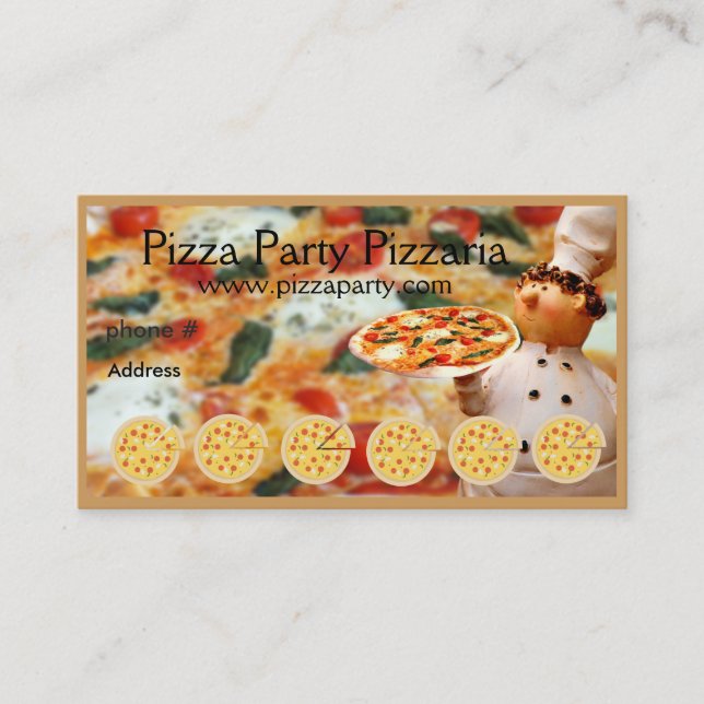 Pizza Restaurant Loyalty Punch Card Business Cards (Front)