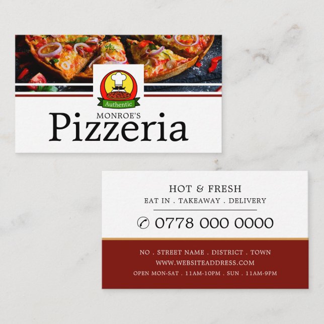 Pizza Restaurant, Pizzeria Advertising Business Card (Front/Back)