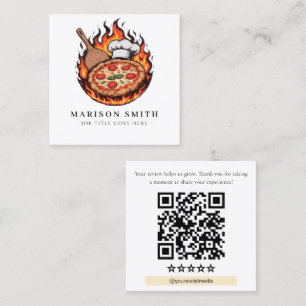 Pizza Restaurant Review QR Code Square Business Card