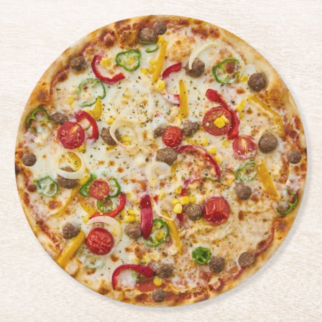 Pizza Round Paper Coaster (Front)