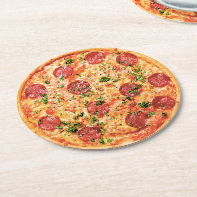 Pizza Round Paper Coaster (Angled)
