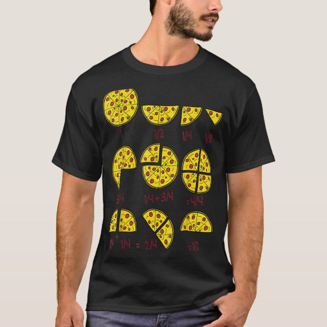 Pizza Salami Cheese Quick Math Fractions Math Teac T-Shirt (Front)