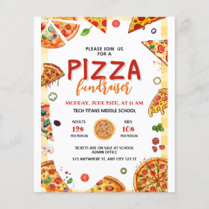 Pizza School Charity Fundraiser Pizza Dinner Party Flyer