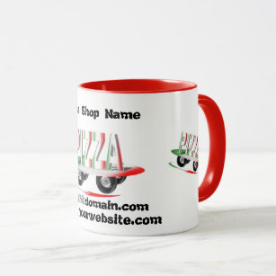 Pizza service,red green business card coffee mug