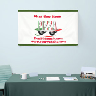 Pizza service,red green ,personalised  banner