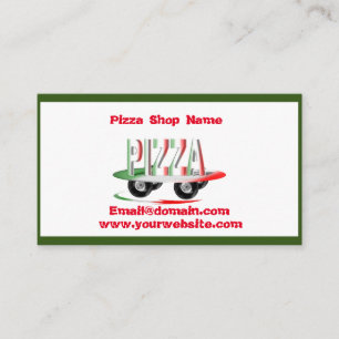 Pizza service,red green ,personalised business card