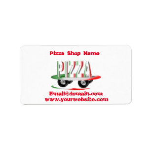 Pizza service,red green ,personalised    label