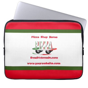 Pizza service,red green ,personalised laptop sleeve