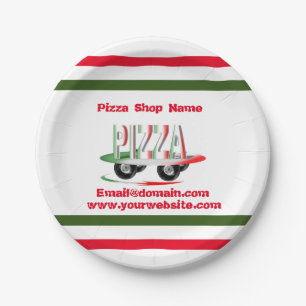 Pizza service,red green ,personalised   paper plate