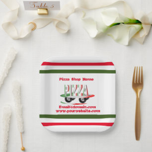 Pizza service,red green ,personalized   paper plat plate