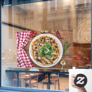 Pizza Shop Dish Italian Food Red Tablecloth Window Cling