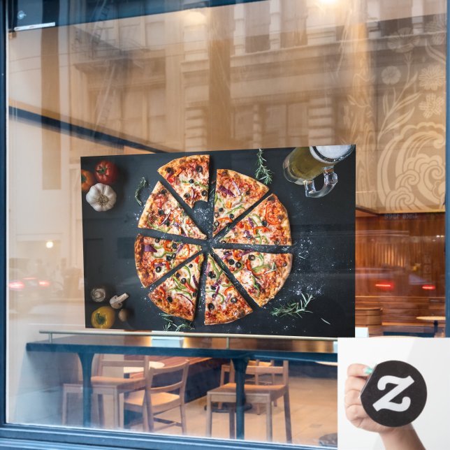 Pizza Shop Italian Homemade Cheese Crust  Window Cling (Cafe Window)