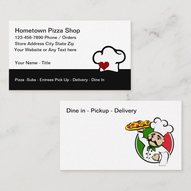 Pizza Shop Italian Restaurant Business Card (Front/Back)