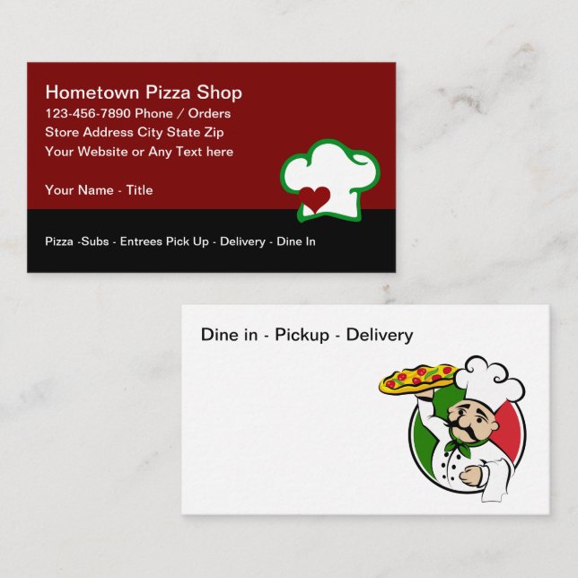 Pizza Shop Italian Restaurant Business Card (Front/Back)