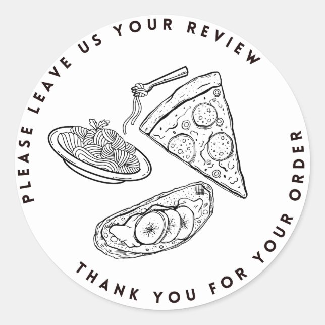 Pizza Shop Leave Review Thank You Stickers (Front)