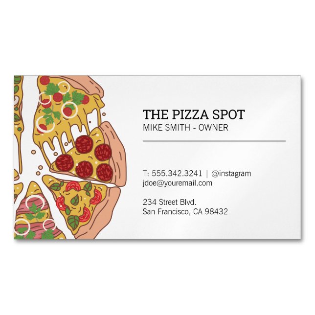 Pizza Shop Magnetic Business Card (Front)