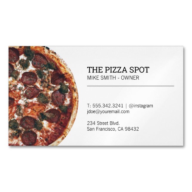 Pizza Shop Magnetic Business Card (Front)