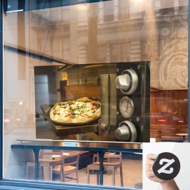 Pizza Shop Pizza Oven Cook Italian Pizzeria Window Cling (Cafe Window)