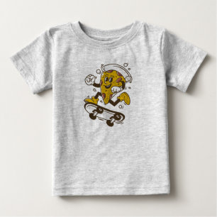 Pizza Skateboard   Cute Cartoon Pizza Character Baby T-Shirt