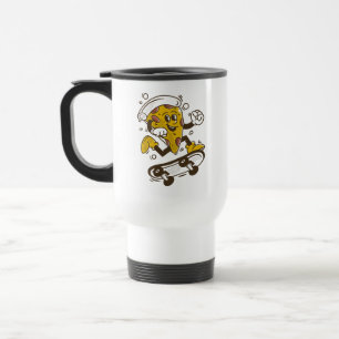 Pizza Skateboard   Cute Cartoon Pizza Character Travel Mug