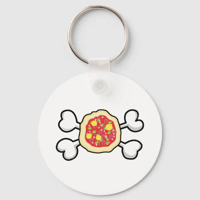 pizza Skull and Crossbones Key Ring (Front)