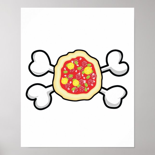 pizza Skull and Crossbones Poster (Front)