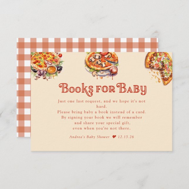 Pizza | Slice | Books for Baby Baby Shower   Enclosure Card (Front/Back)