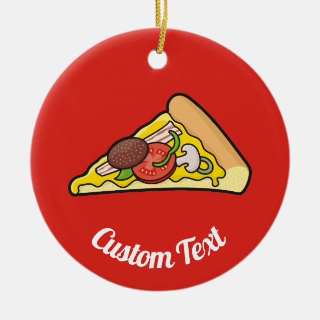 Pizza Slice Ceramic Tree Decoration (Front)