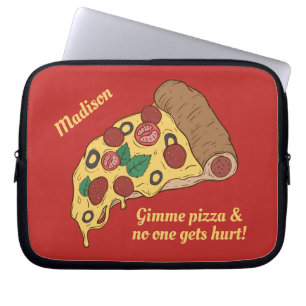 Pizza Slice custom name & text laptop sleeves