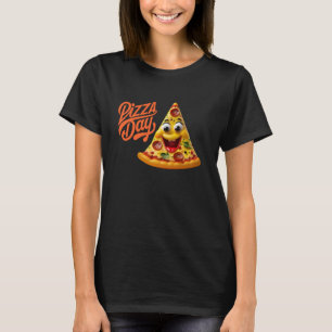 Pizza Slice Cute Fun happy smile cartoon for Food T-Shirt