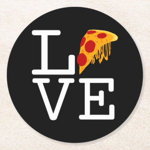 Pizza Slice Love Round Paper Coaster