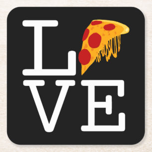 Pizza Slice Love Square Paper Coaster