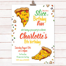 Pizza, Slice of Birthday fun, kawaii 
