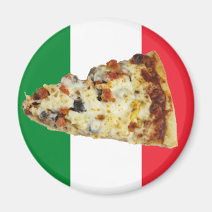 Pizza Slice on Colours of Italian Flag Magnet