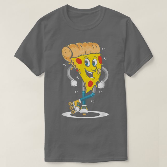 Pizza Slice on Rollerskates, Roller Skating Retro  T-Shirt (Design Front)