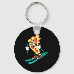 Pizza Slice On Skis Cool Wheat Dough Pie Lovers Gi Key Ring