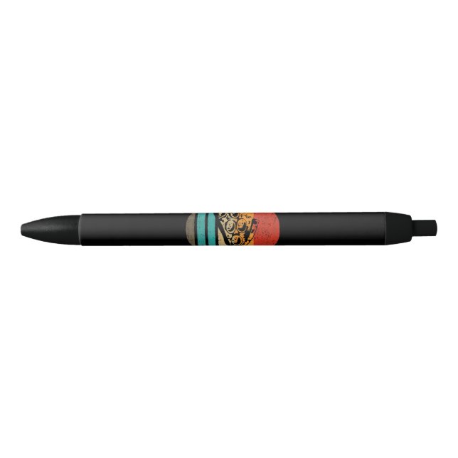 Pizza Slice Retro Style Vintage Black Ink Pen (Front)