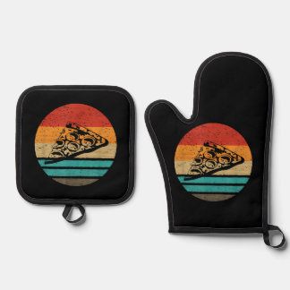 Pizza Slice Retro Style Vintage Oven Mitt & Pot Holder Set