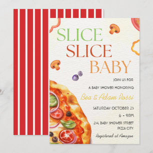 Pizza Slice Slice Baby Coed Baby Shower  Invitation