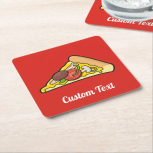 Pizza slice square paper coaster