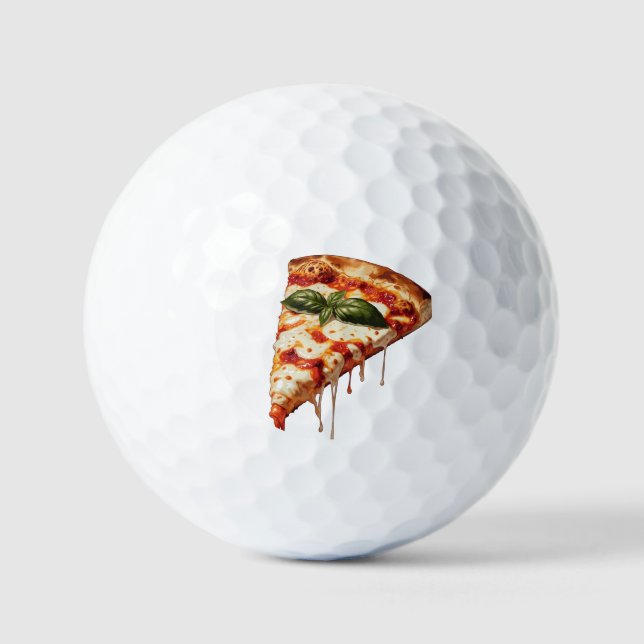 Pizza Slice with Gooey Melted Cheese Pull Margheri Golf Balls (Front)