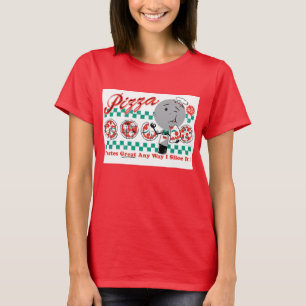 Pizza Slicer Retro Ladies Ringer (CUSTOMIZABLE) T-Shirt