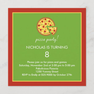 Pizza Slices - Birthday Party Invitation