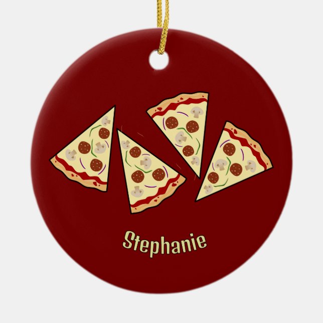 Pizza Slices Design  Ceramic Tree Decoration (Front)