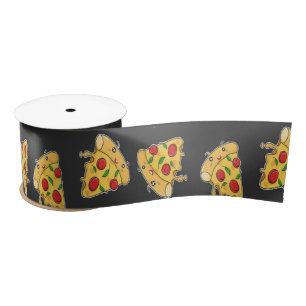 Pizza slices food character pattern satin ribbon