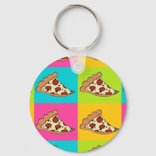 Pizza slices tiled design key ring