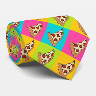 Pizza slices tiled design tie