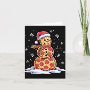Pizza Snowman - Santa Hat - Christmas Pizza Party  Card